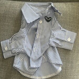 Dog Striped button up shirt with heart detail